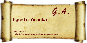 Gyenis Aranka névjegykártya